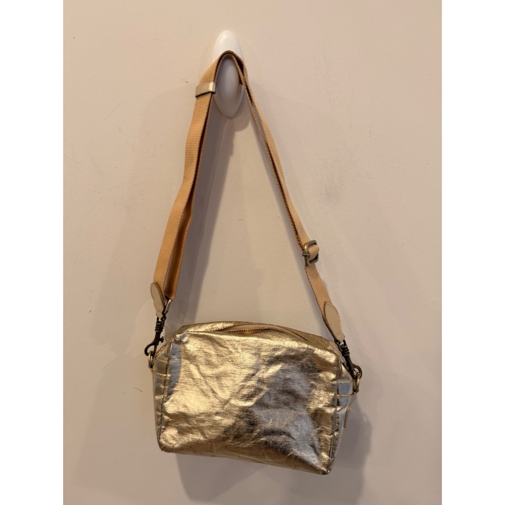 Uashmama Metallic Gold Washable Paper Crossbody Bag Made in Italy